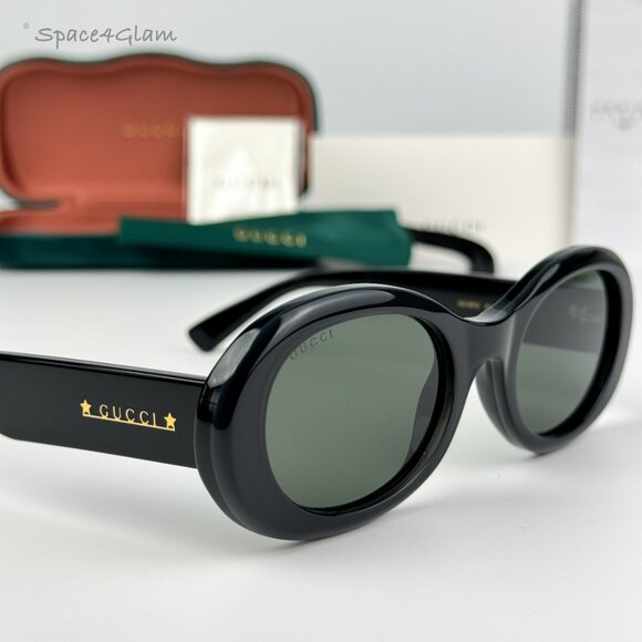 BRAND NEW Gucci GG1587S 001 Black Grey Unisex Oval Sunglasses GG 1587S - Picture 8 of 11